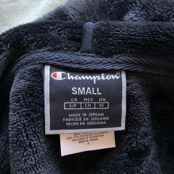 Fuzzy Black Champion Cropped Hoodie - Picture 3 of 3